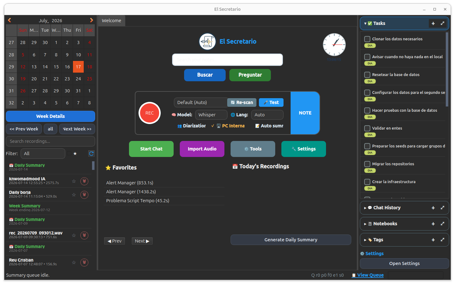El Secretario Application Interface